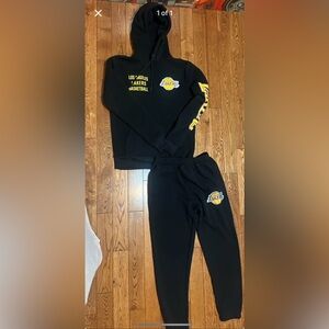 Kids Black Lakers Sweatpants